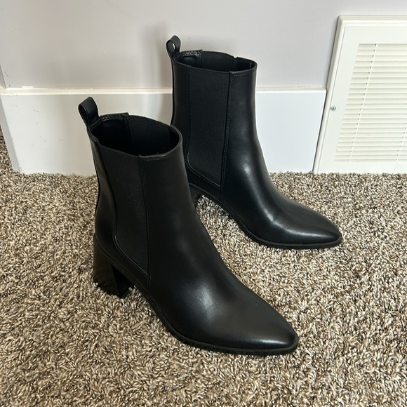 Zara Geometric Heel Pointed Ankle Boot Black - Picture 6 of 13